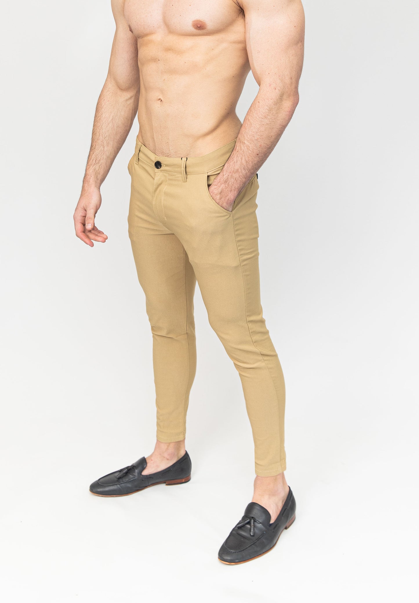 Beige Dress Suit Pants - Ultra Slim Stretch Fit