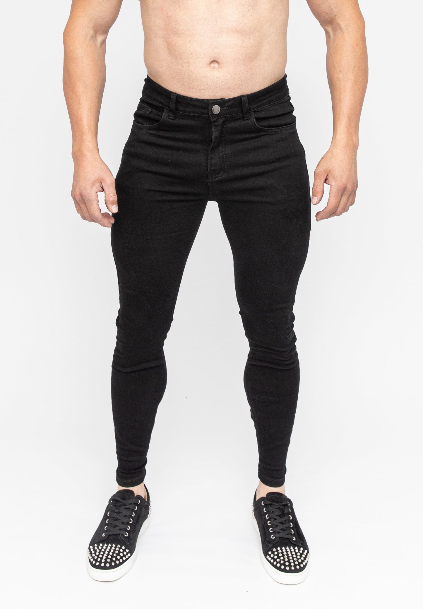 Black Skinny Fit Stretch Men's Jeans Front