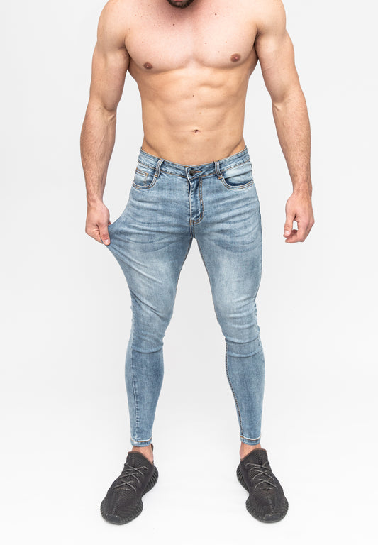Men's Blue Basic Skinny Fit Stretch Jeans Pants