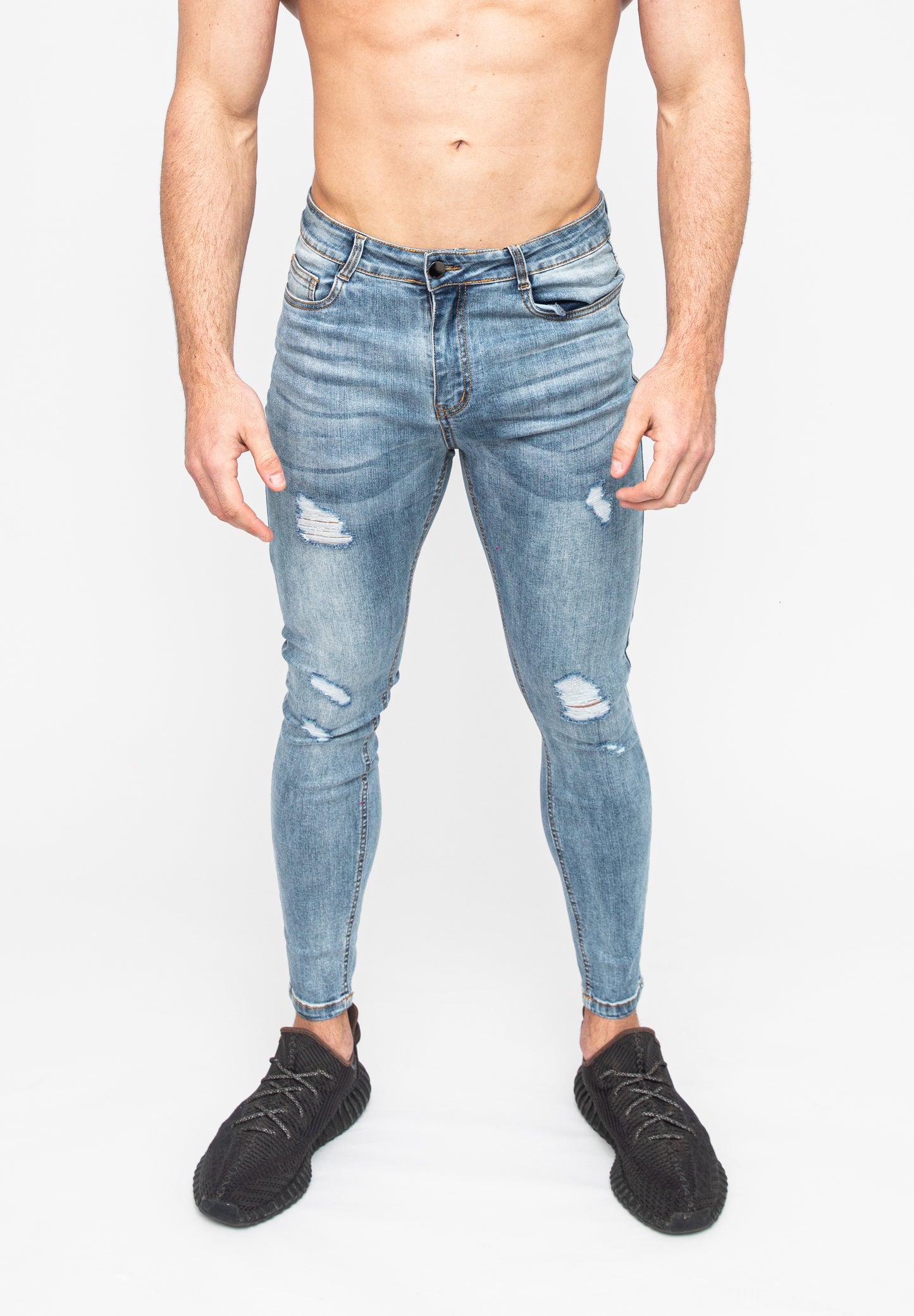 Blue Ripped Skinny Men's Jeans Front
