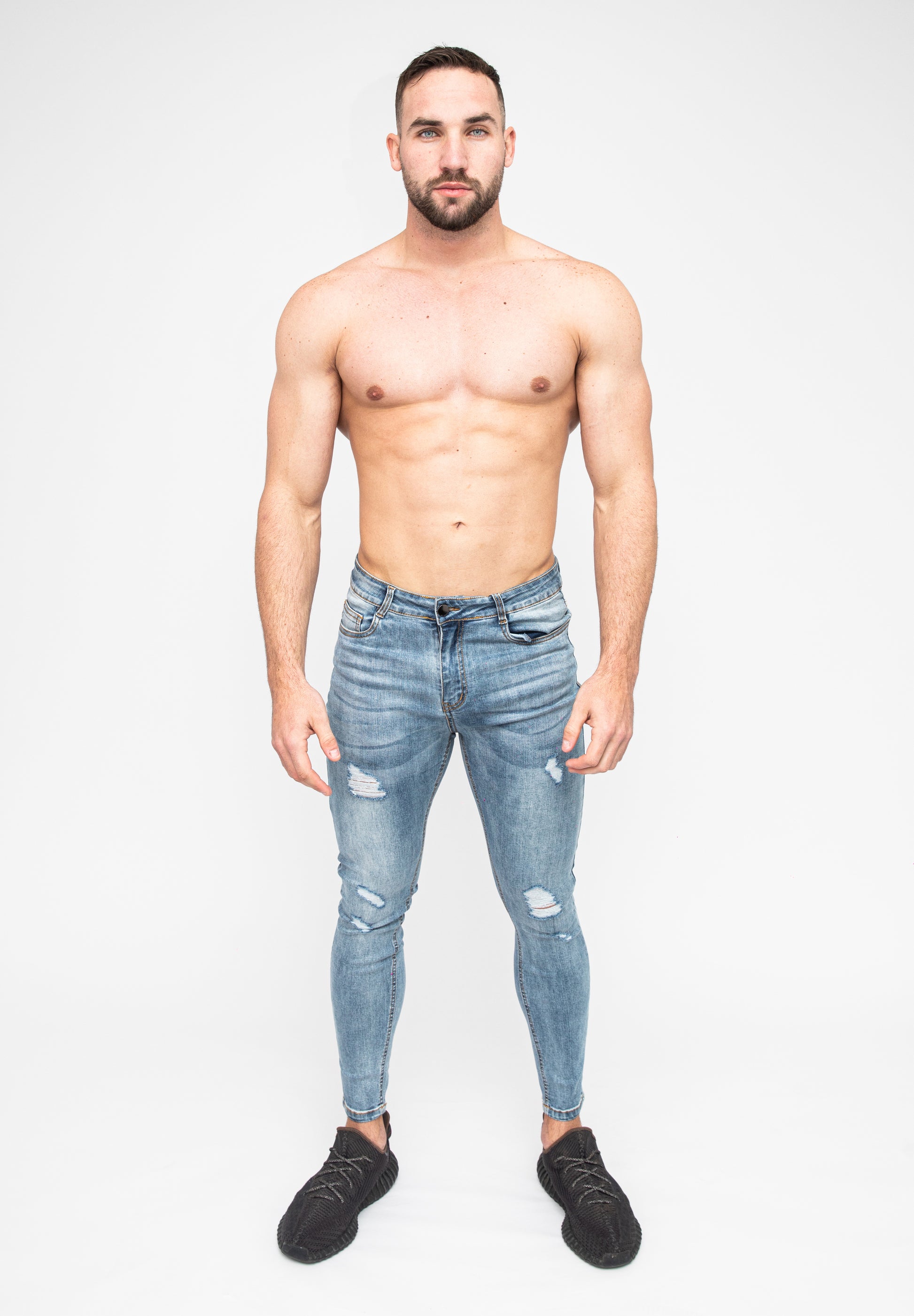 Blue Ripped Skinny Men's Jeans Front