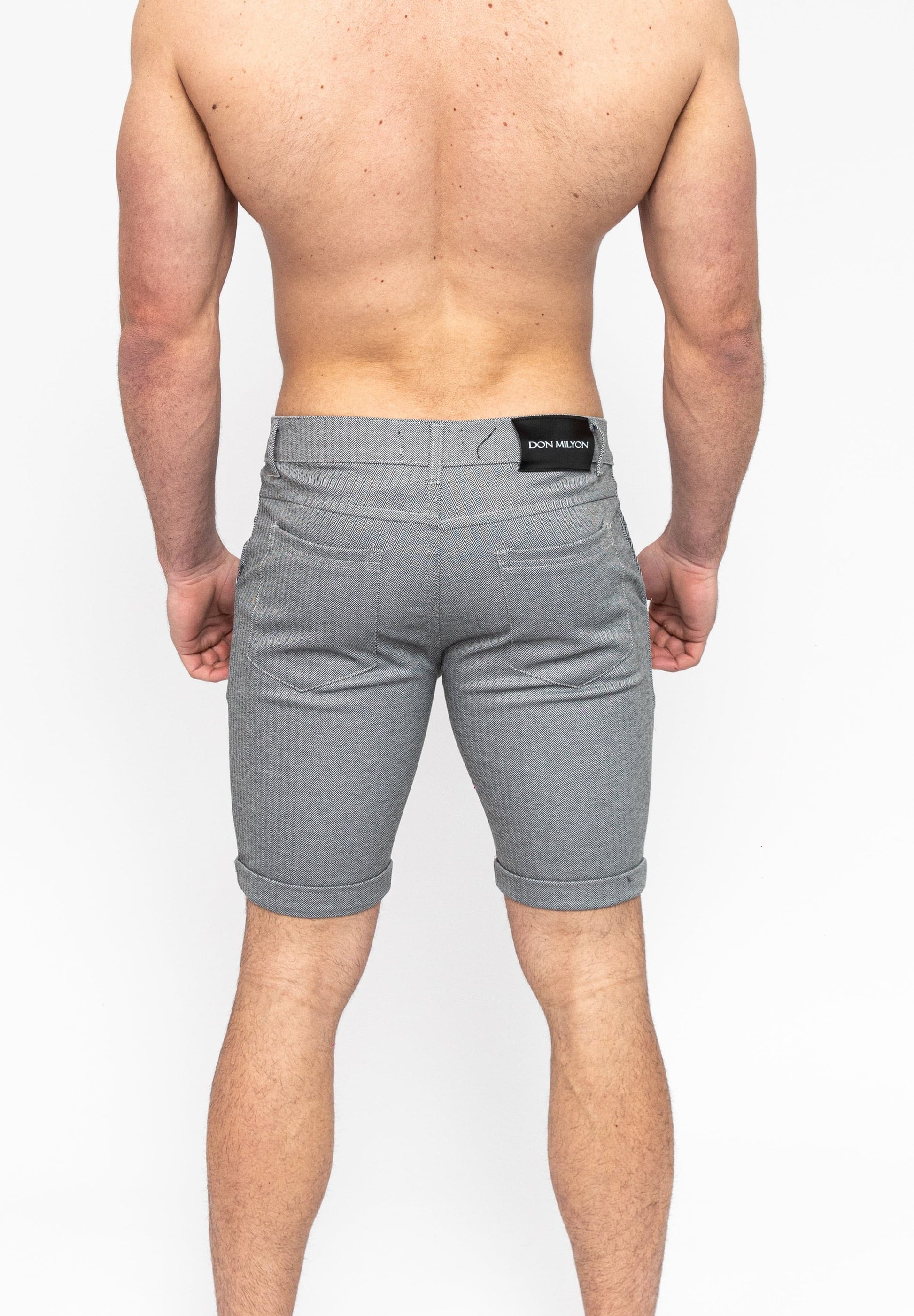 Men's Grey Skinny Fit Stretch Chino Shorts Rear