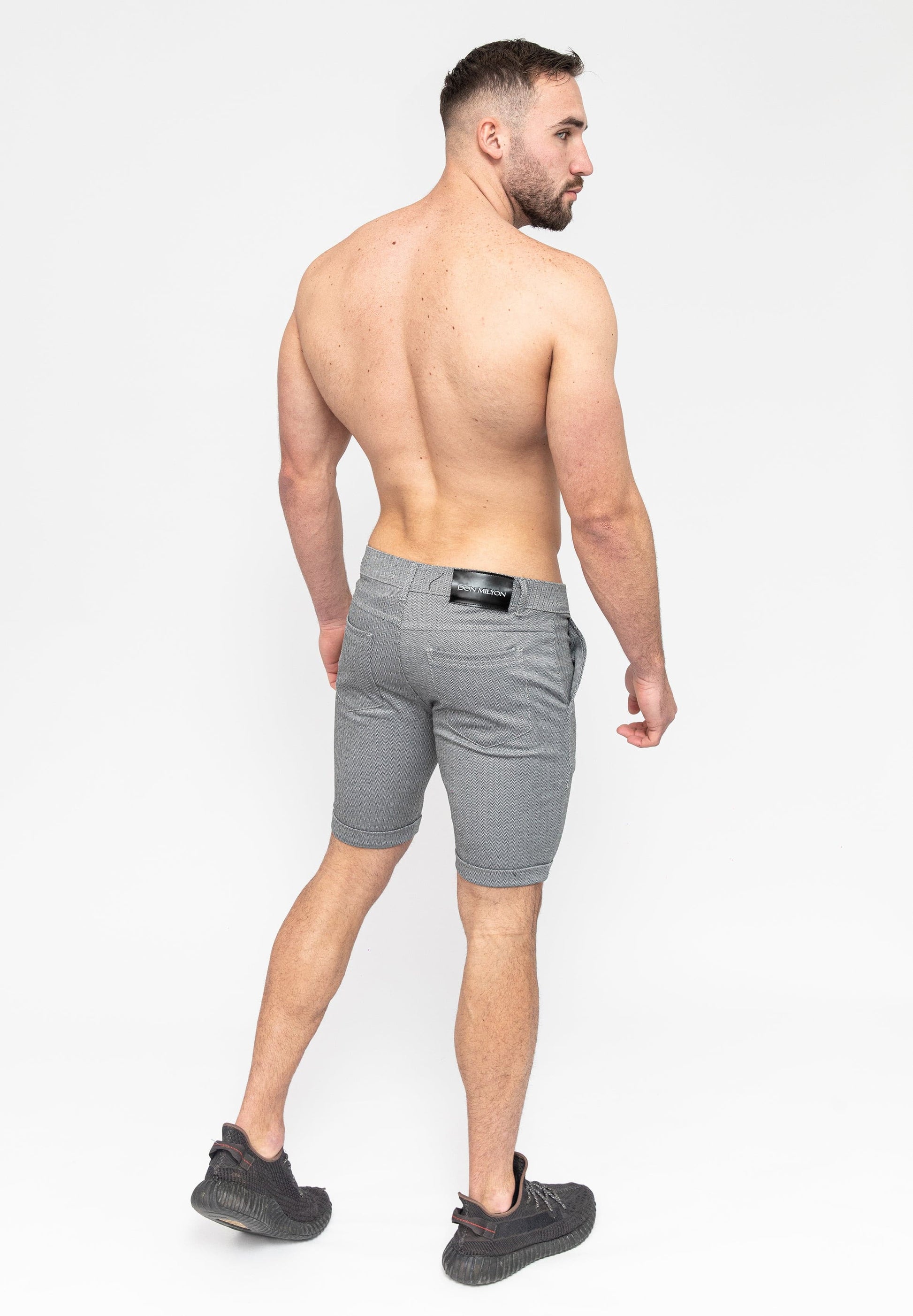 Men's Grey Skinny Fit Stretch Chino Shorts Angle