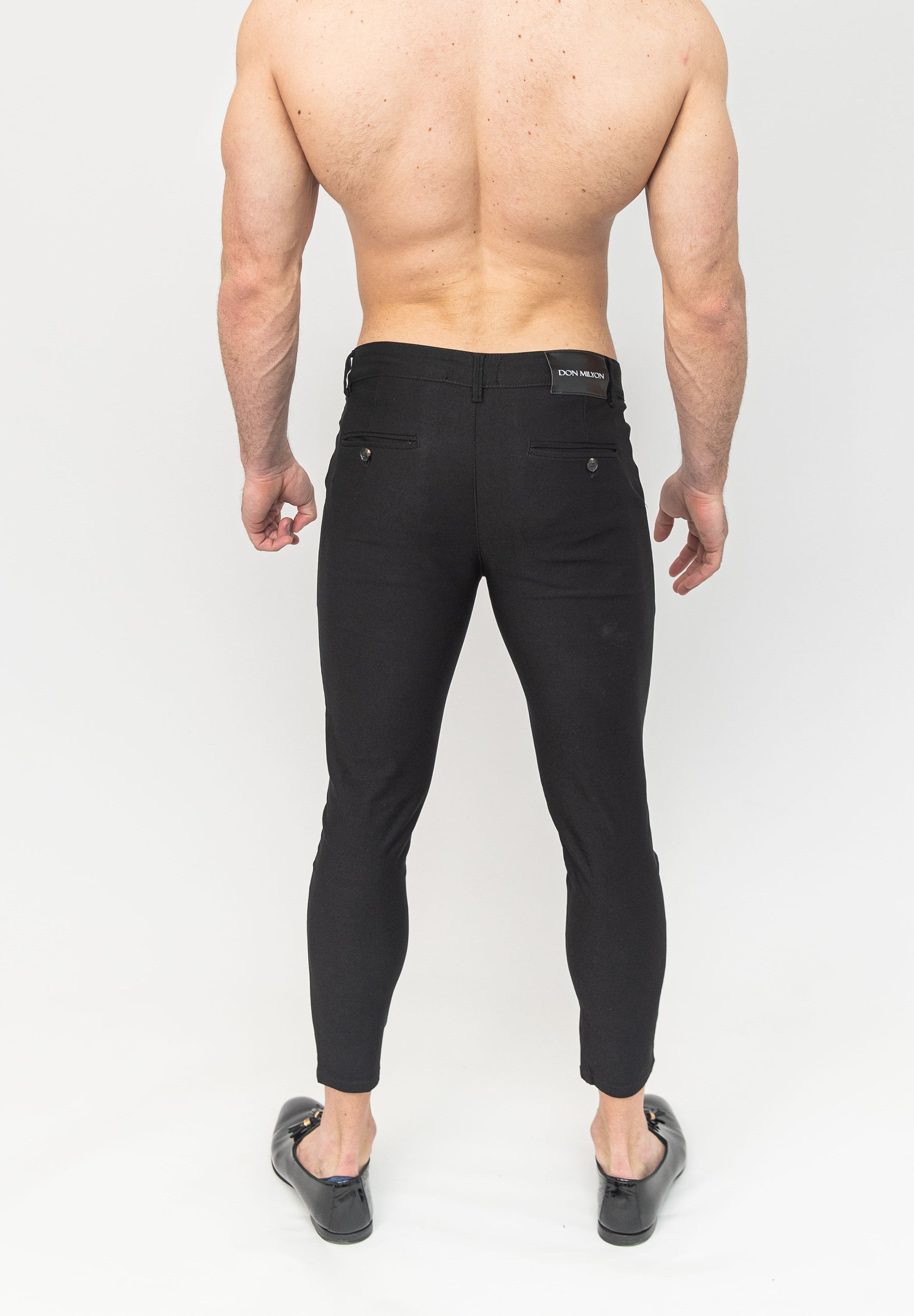 Men's Black Skinny Fit Tailored Stretch Dress Suit Pants Rear