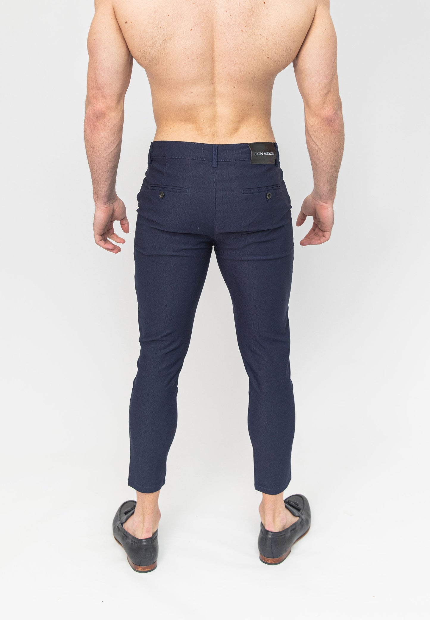 Men's Navy Blue Skinny Fit Stretch Formal Dress Suit Pants
