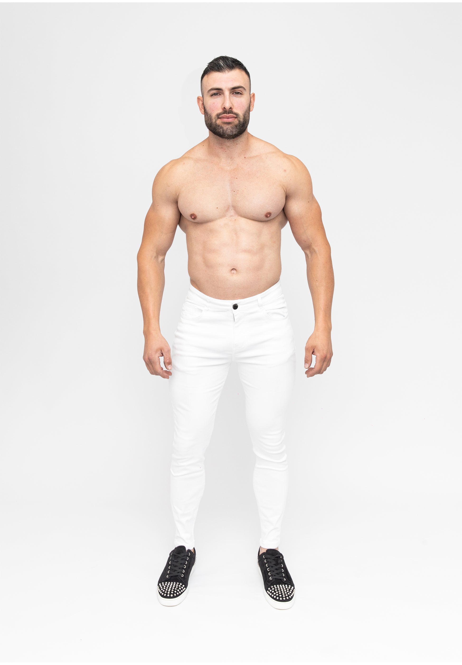Men's White Basic Skinny Fit Stretch Denim Jeans Pants