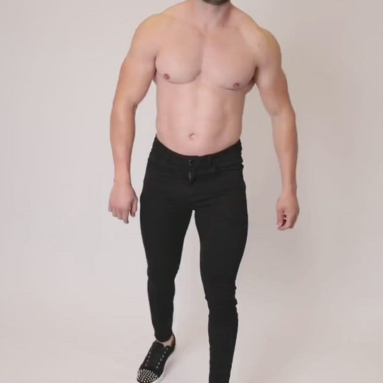 Black Skinny Fit Stretch Men's Jeans Video
