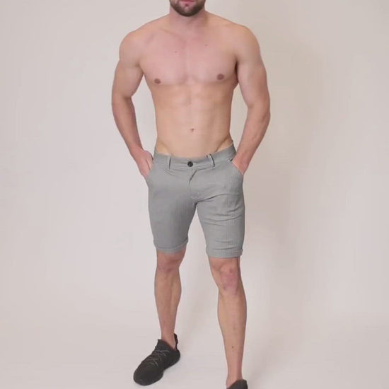 Men's Grey Skinny Fit Stretch Chino Shorts Video